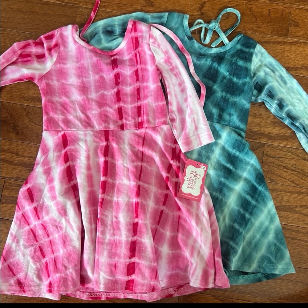 Pink and Blue Tie-Dye Kids Dress Set